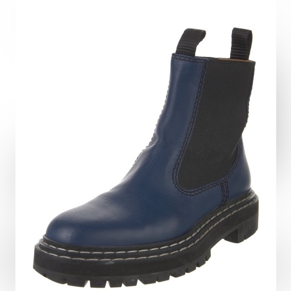 Proenza Schouler Shoes - Proenza Schouler Leather Ankle Chelsea Boots Round-Toes with Grosgrain Trim